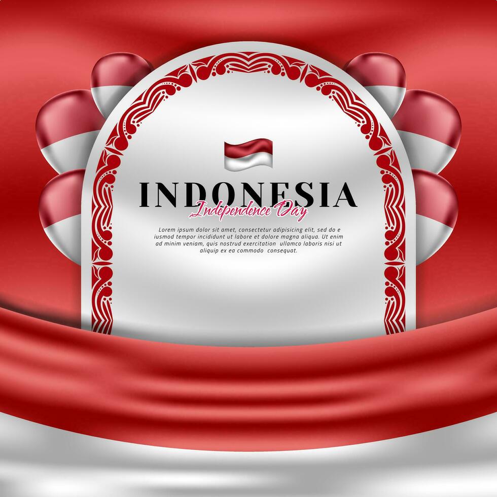 Indonesian independence day greeting card template vector design