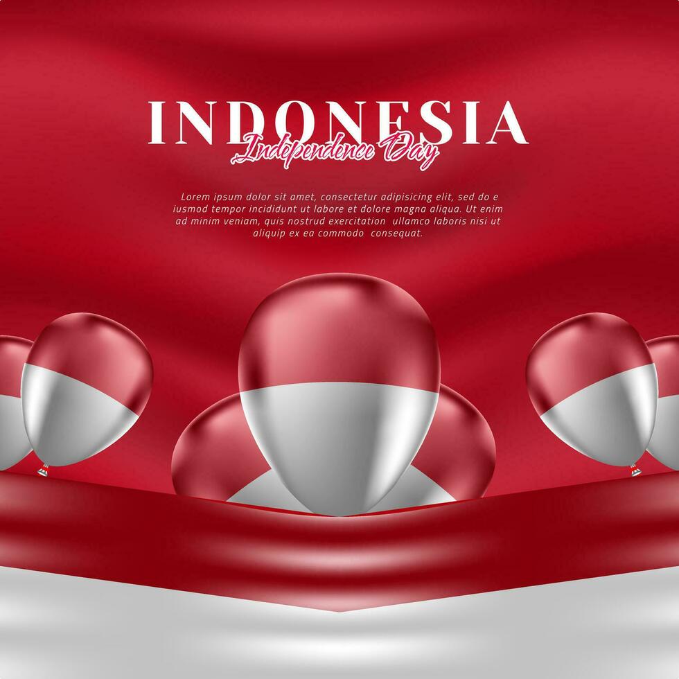 Indonesian independence day decoration template design with balloon vector