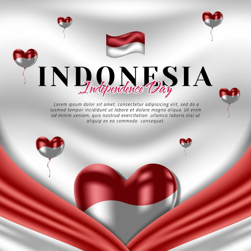 happy Indonesia independence day social media template backgrund design vector