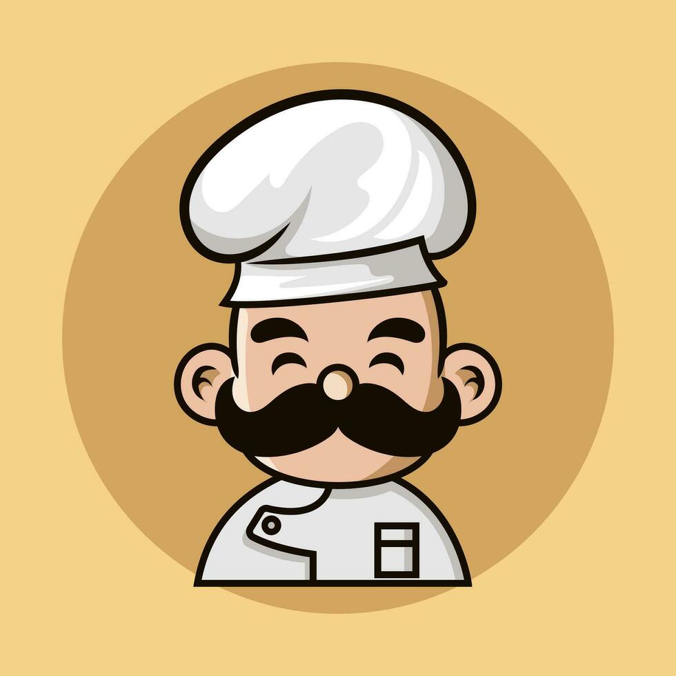 Cartoon Chef logo Mascot n a cooking hat Yummy concept Cooking, restaurant or cafe logo vector