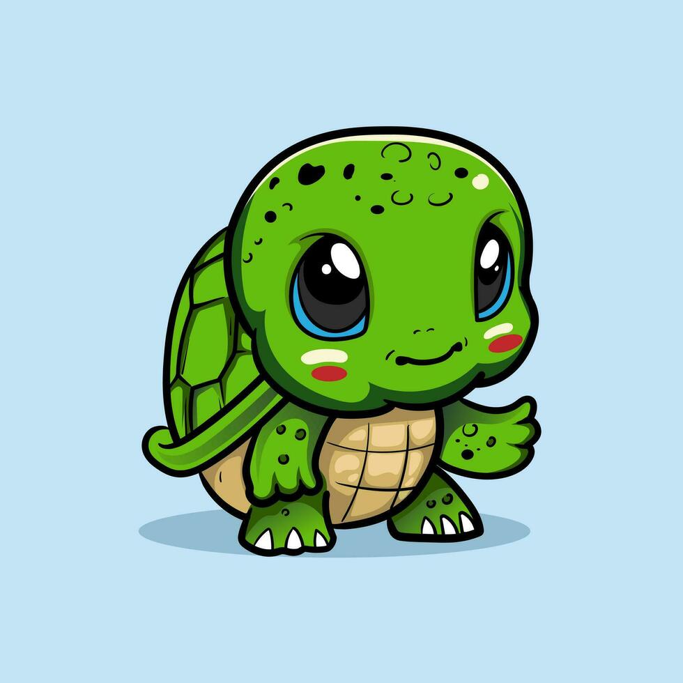lustration of a smiling cartoon Happy cute sea turtle cartoon isolated on blue background for kids education or apparel kids vector