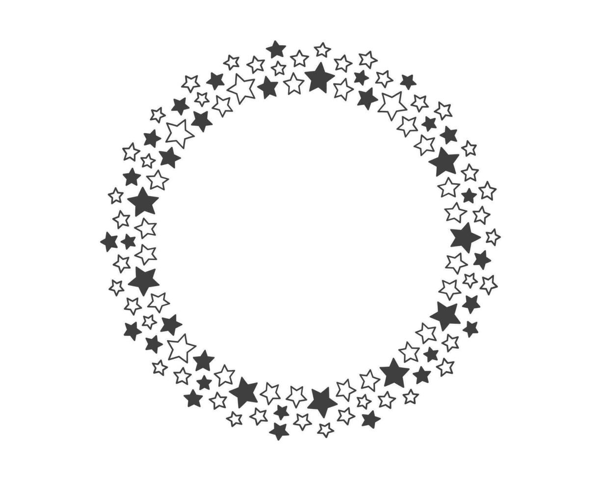 Start decoration frame in vector. Stars abstract round border. vector