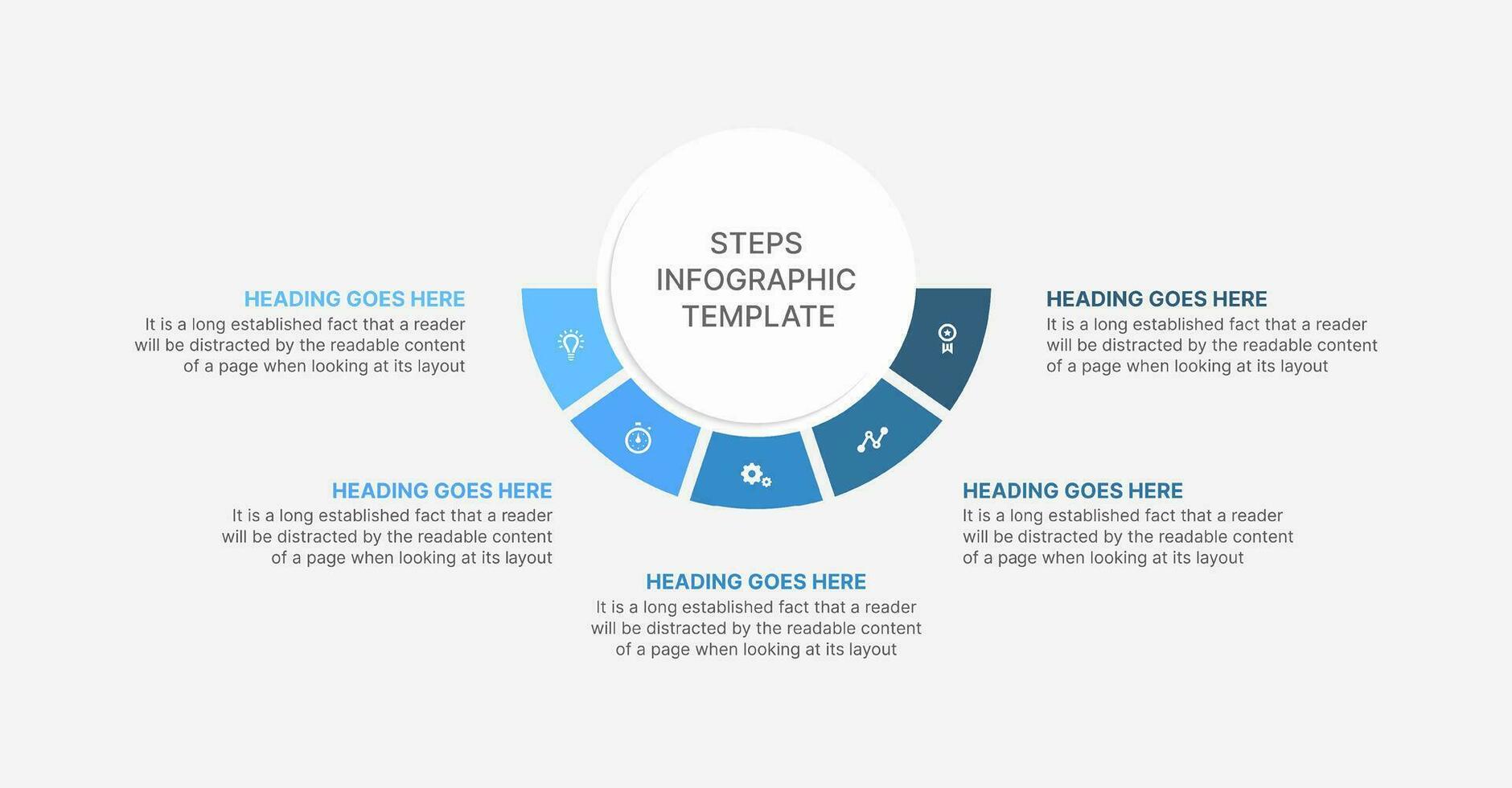 concepto creativo para infografía con 5 pasos, opciones, partes o procesos. visualización de datos comerciales vector