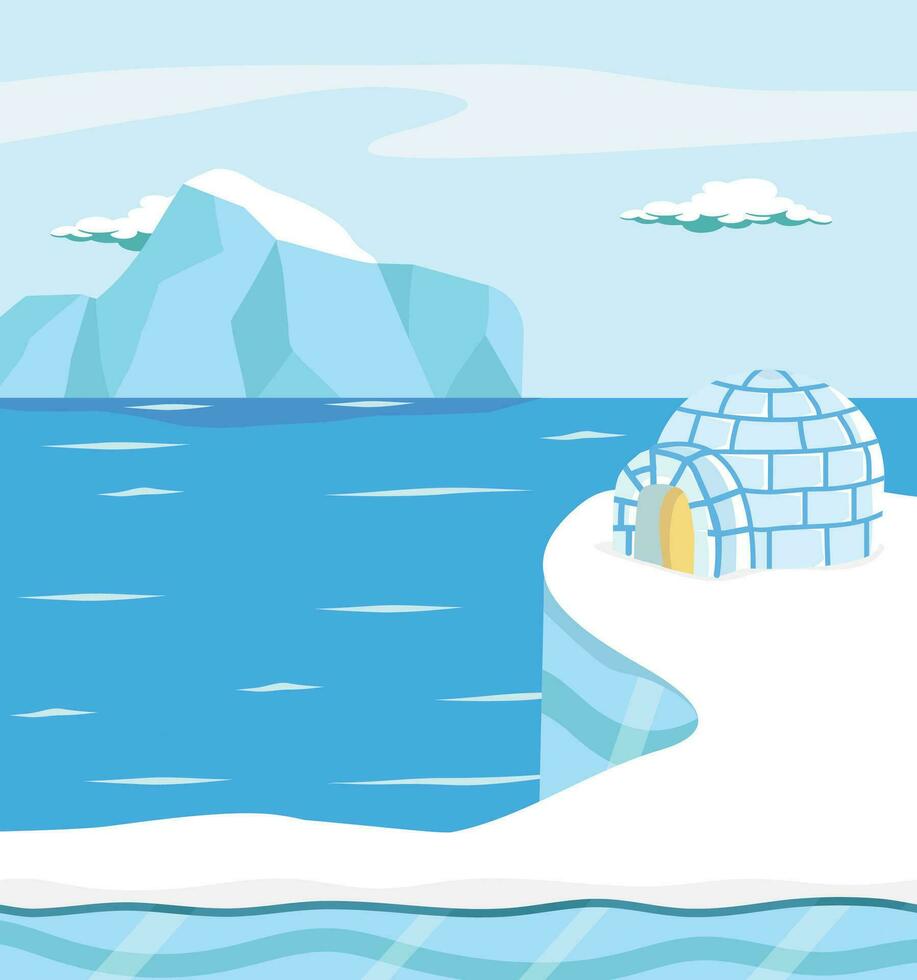 North pole Arctic flat antarctica Scene vector