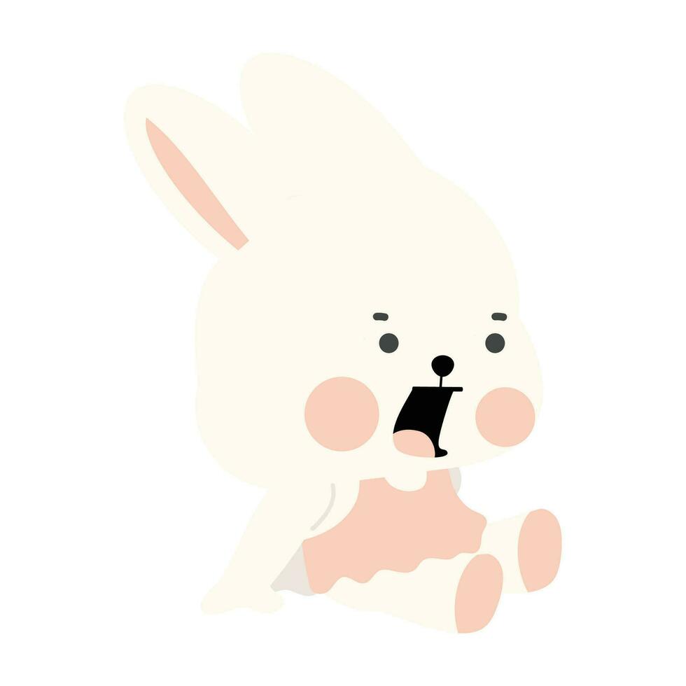 Funny white rabbit Sitting Down vector