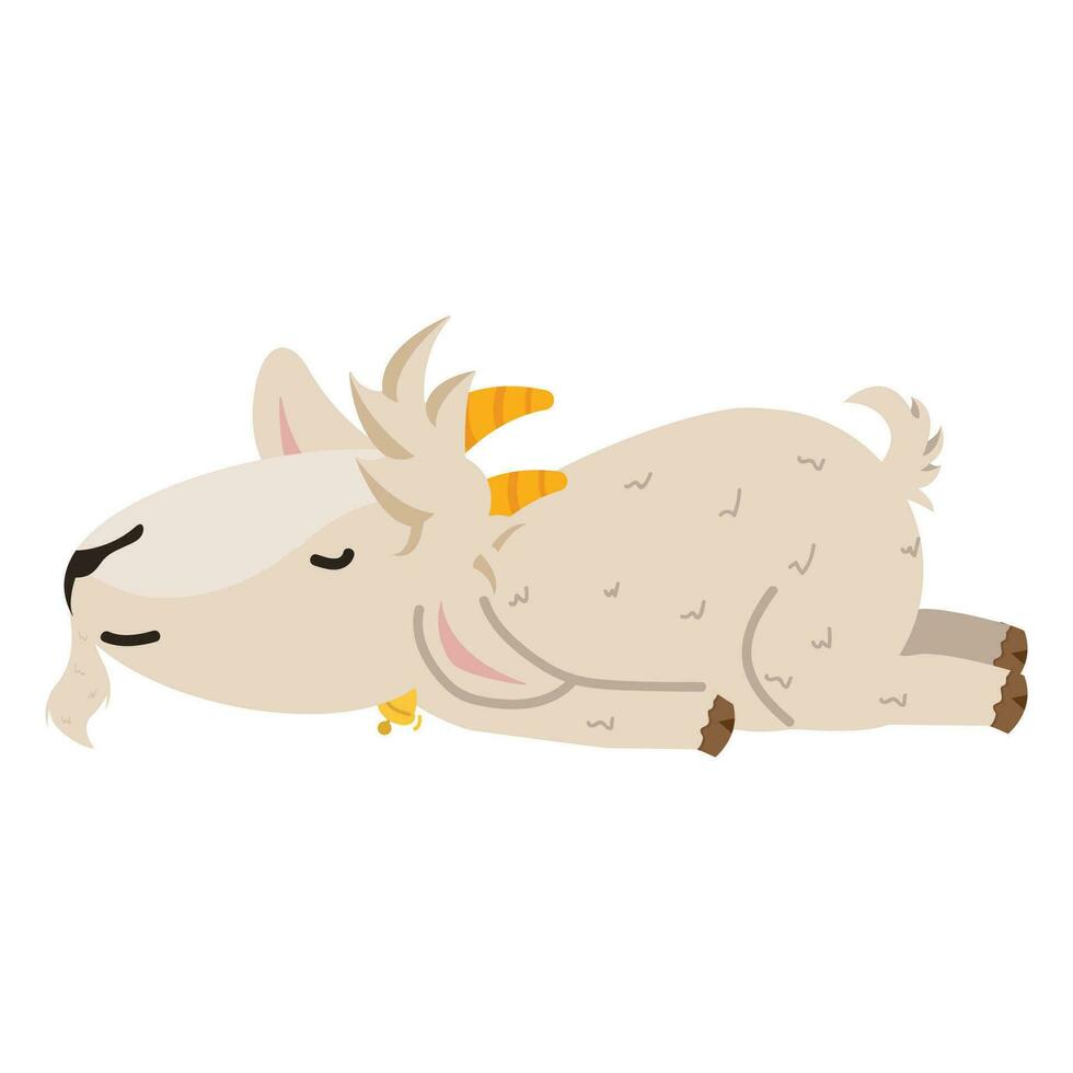 Cute goat sleeping character cartoon vector