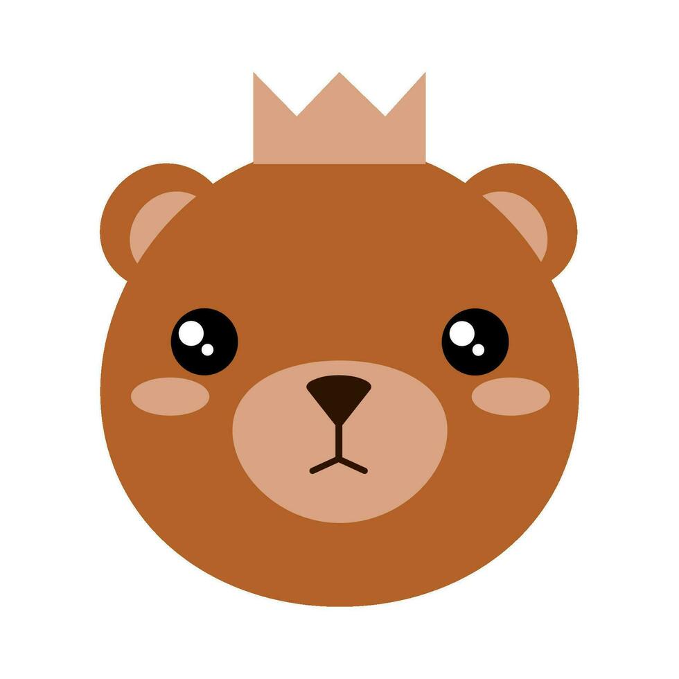 pequeño bebé oso chico. personaje de bebé animal cara con corona en cabeza. vector ilustración de oso Príncipe cachorro. impresión de osito de peluche oso para niños.