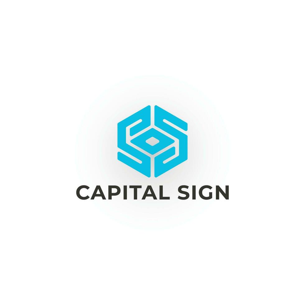 Abstract the initial letter CS or SC in blue, isolated on white background. Initial letter CS, SC, CC, CZ, and ZC minimal monogram art blue color on white background applied for a business logo design vector