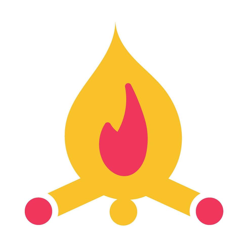 Solid Camping Fire Simple Flat Icon vector