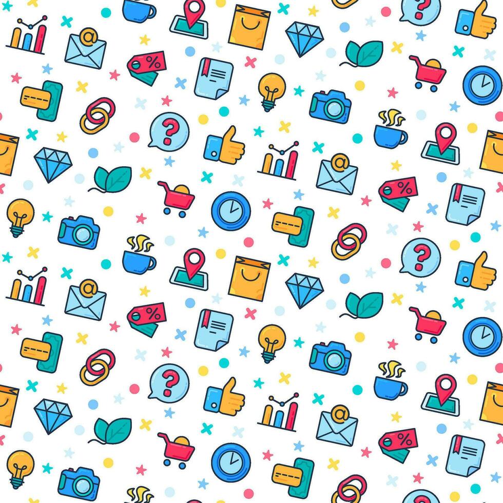 Online Business Icons Seamless Pattern vector