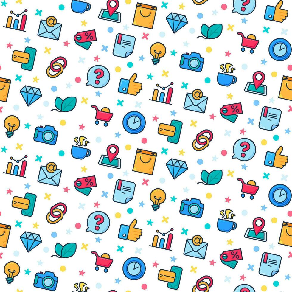 Online Business Icons Seamless Pattern vector