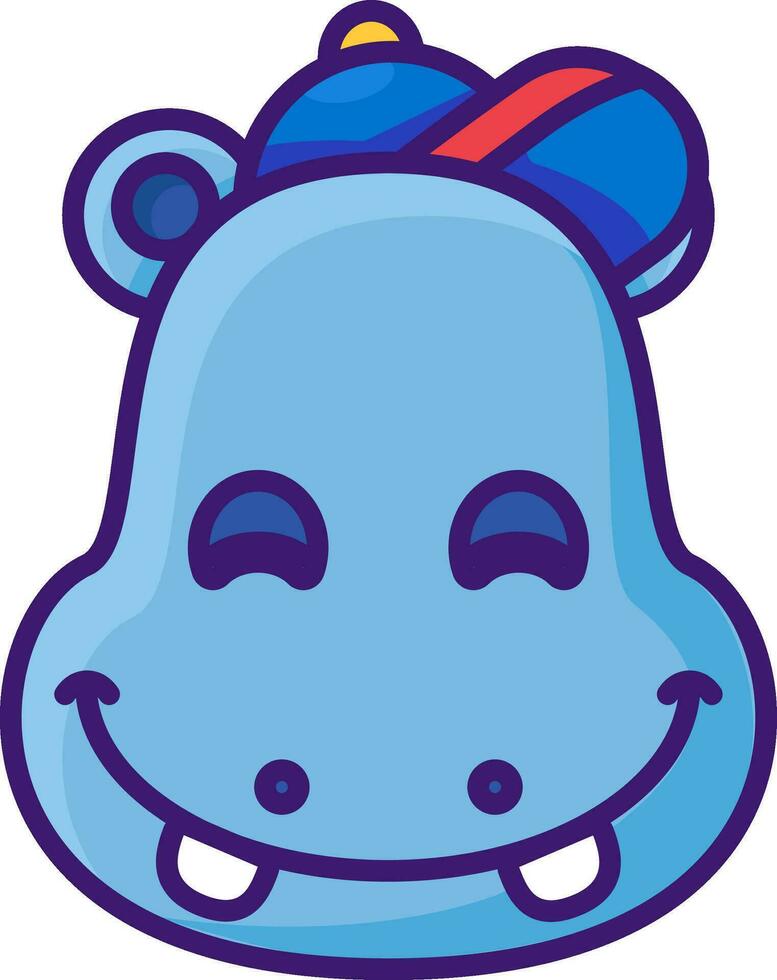 Cute Smiling Hippo Baseball Cap Logo vector