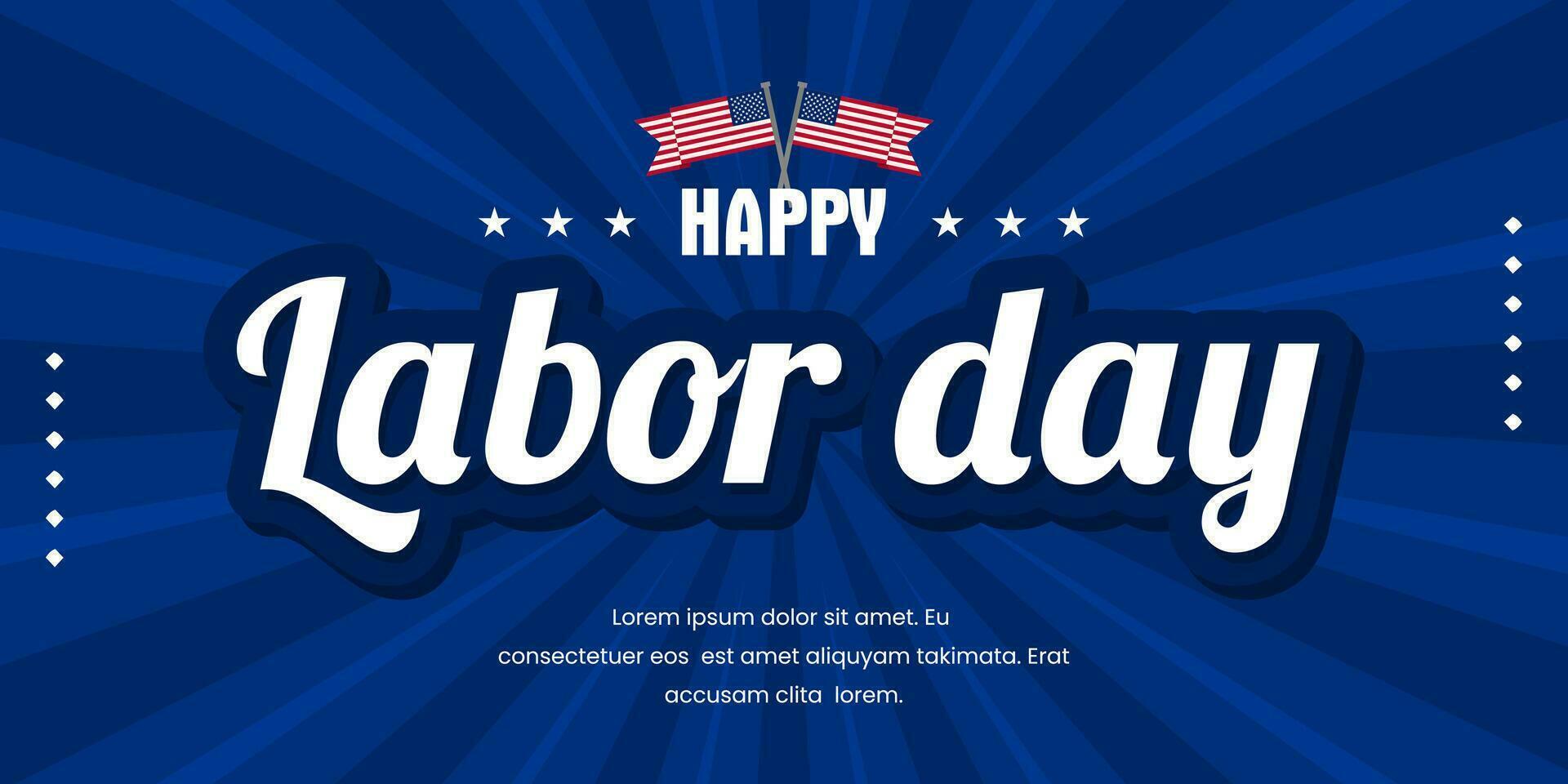 US Labor Day banner blue geometric background. american flag and text Happy Labor Day. Vector illustration.