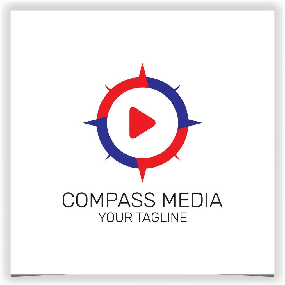 compass media play button logo premium elegant template vector eps 10