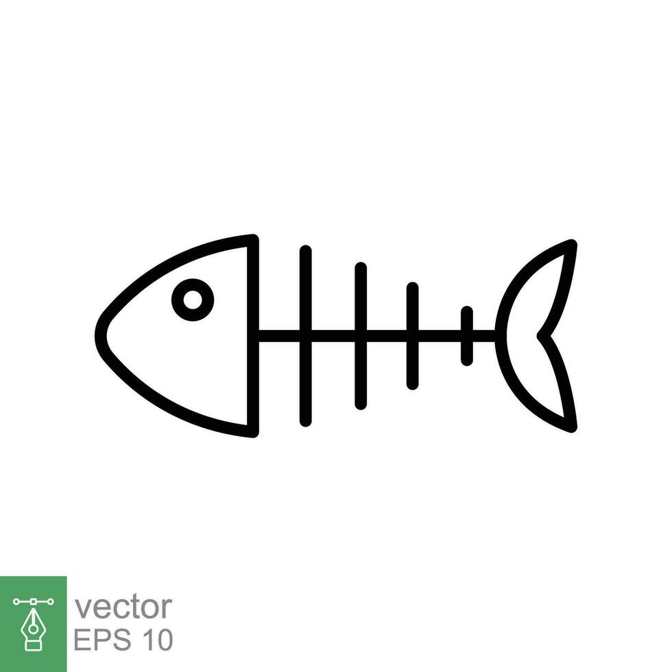 pescado hueso icono. sencillo contorno estilo. espina esqueleto, pescado cráneo, cabeza y cola, animal anatomía concepto. Delgado línea símbolo. vector ilustración aislado en blanco antecedentes. eps 10