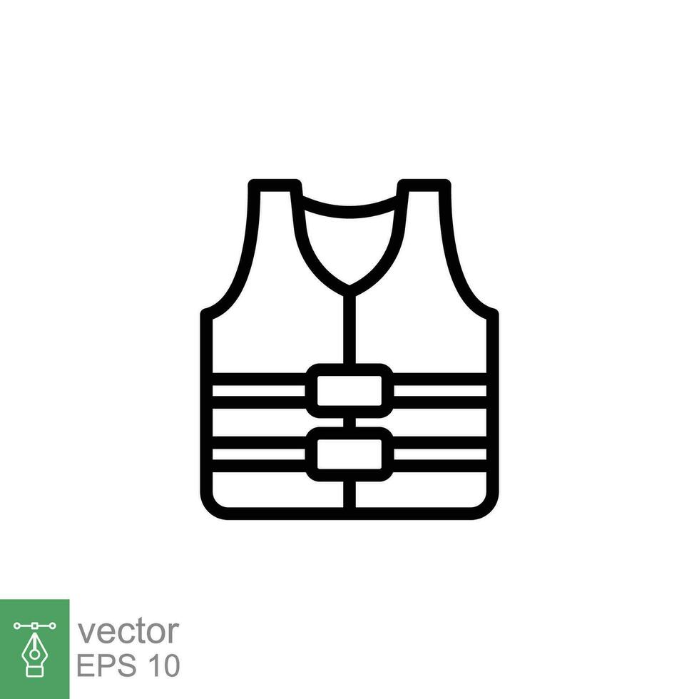 Life vest icon. Simple outline style. Safety jacket, water transportation security guard equipment concept. Thin line symbol. Vector illustration isolated on white background. EPS 10.