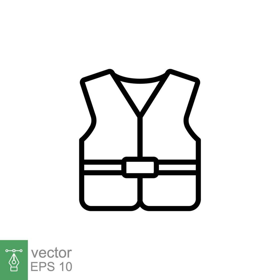 Life vest icon. Simple outline style. Safety jacket, water transportation security guard equipment concept. Thin line symbol. Vector illustration isolated on white background. EPS 10.