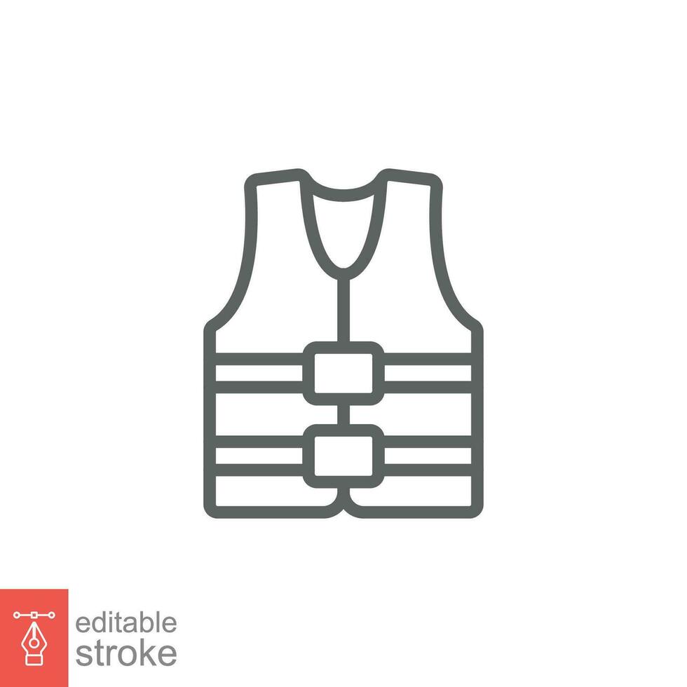 Life vest icon. Simple outline style. Safety jacket, water transportation security guard equipment concept. Thin line symbol. Vector illustration isolated on white background. Editable stroke EPS 10.
