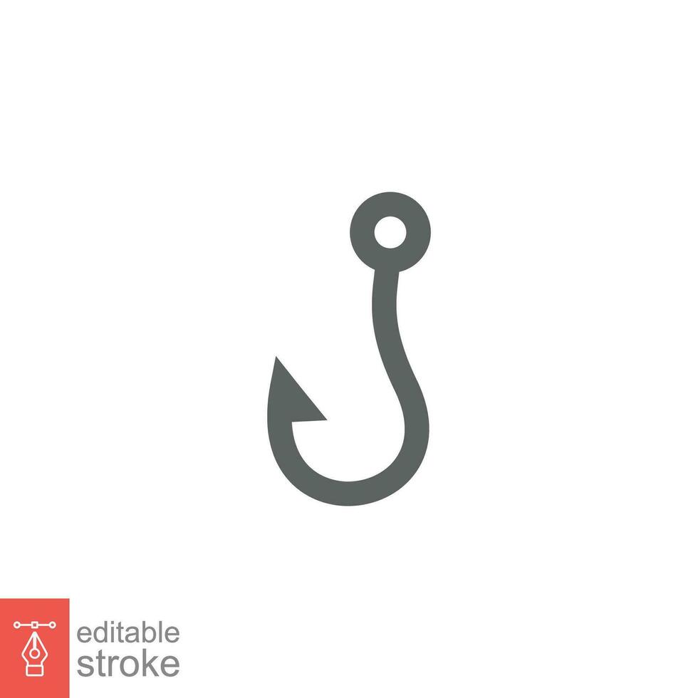 Fish hook icon. Simple outline style. Fishhook, angler, trap