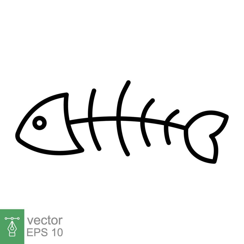 pescado hueso icono. sencillo contorno estilo. espina esqueleto, pescado cráneo, cabeza y cola, animal anatomía concepto. Delgado línea símbolo. vector ilustración aislado en blanco antecedentes. eps 10