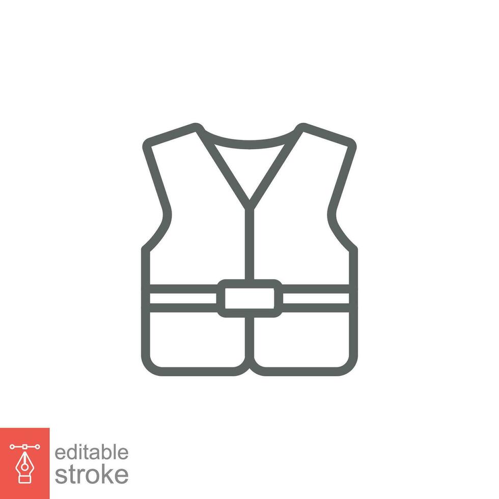 Life vest icon. Simple outline style. Safety jacket, water transportation security guard equipment concept. Thin line symbol. Vector illustration isolated on white background. Editable stroke EPS 10.