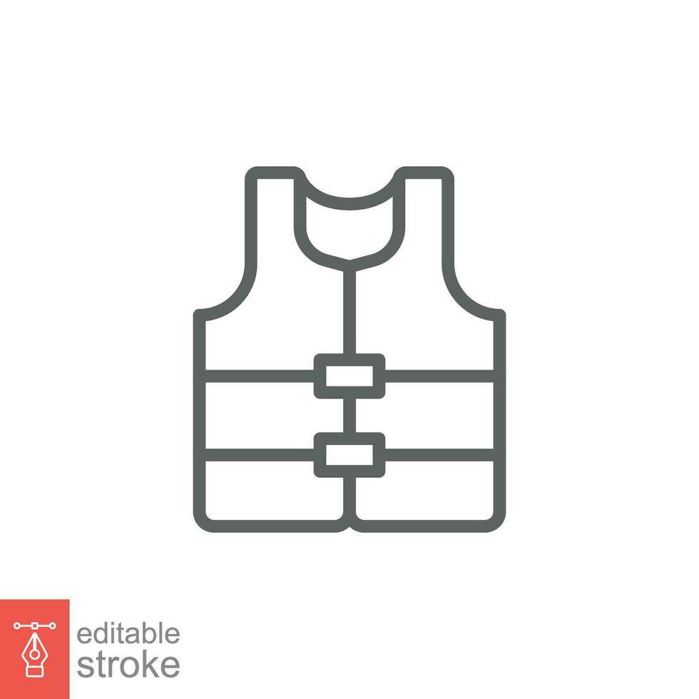 Life vest icon. Simple outline style. Safety jacket, water transportation security guard equipment concept. Thin line symbol. Vector illustration isolated on white background. Editable stroke EPS 10.