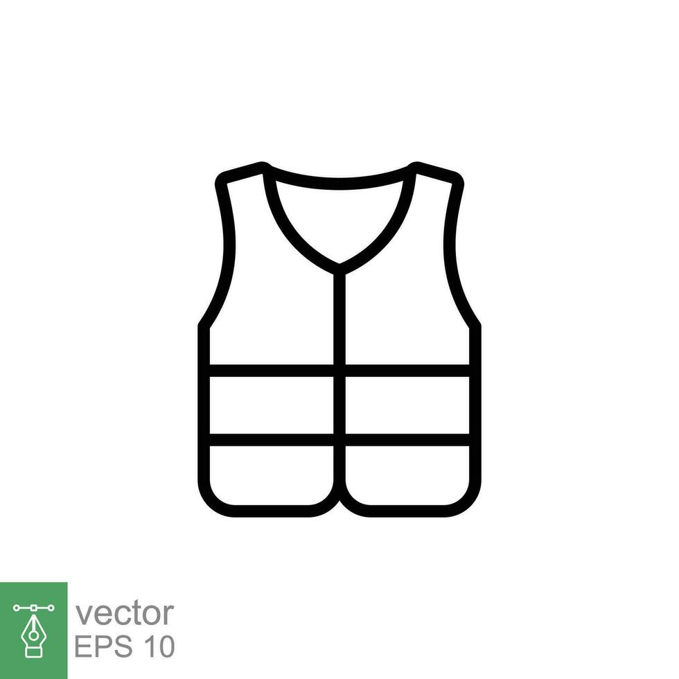 Life vest icon. Simple outline style. Safety jacket, water transportation security guard equipment concept. Thin line symbol. Vector illustration isolated on white background. EPS 10.