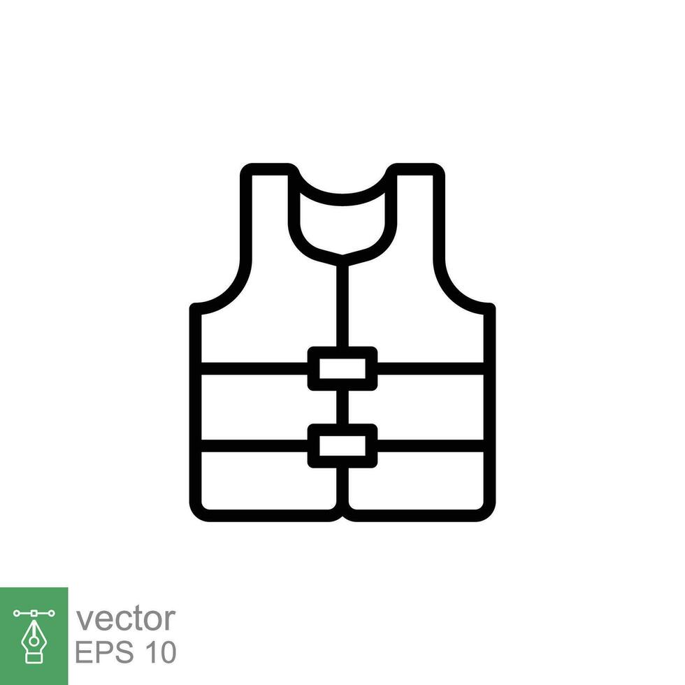 Life vest icon. Simple outline style. Safety jacket, water transportation security guard equipment concept. Thin line symbol. Vector illustration isolated on white background. EPS 10.