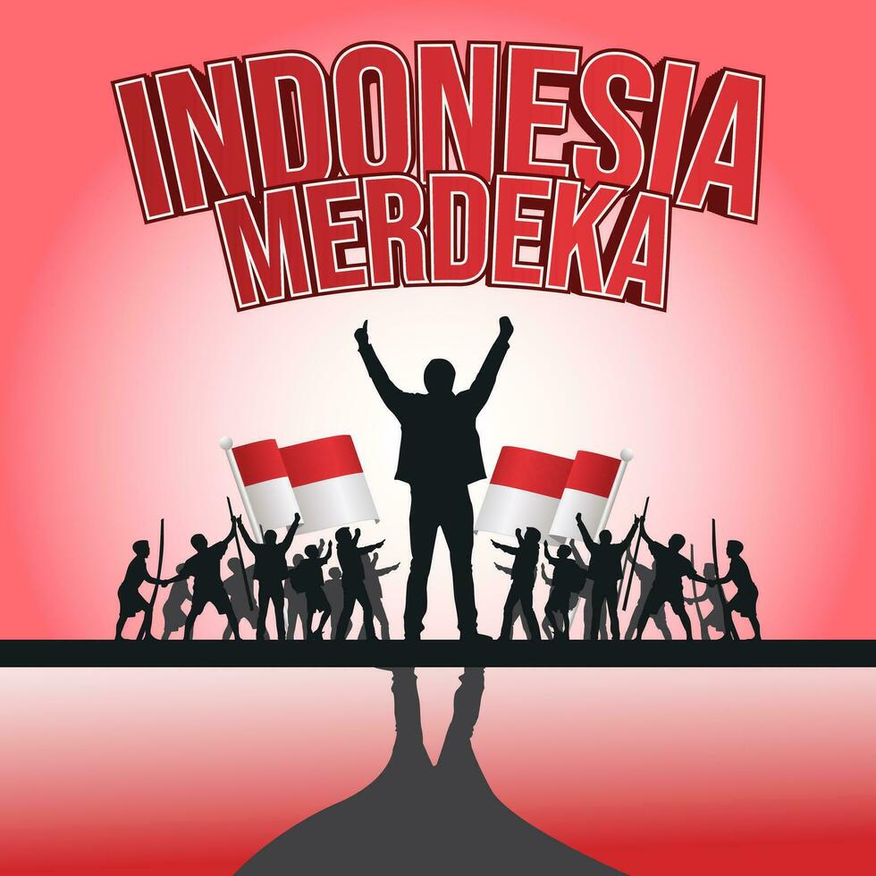 social media banner greeting Indonesia independence day vector