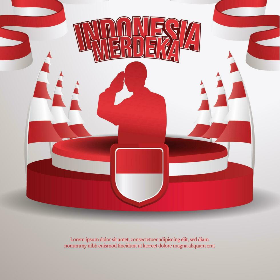 social media banner greeting Indonesia independence day vector
