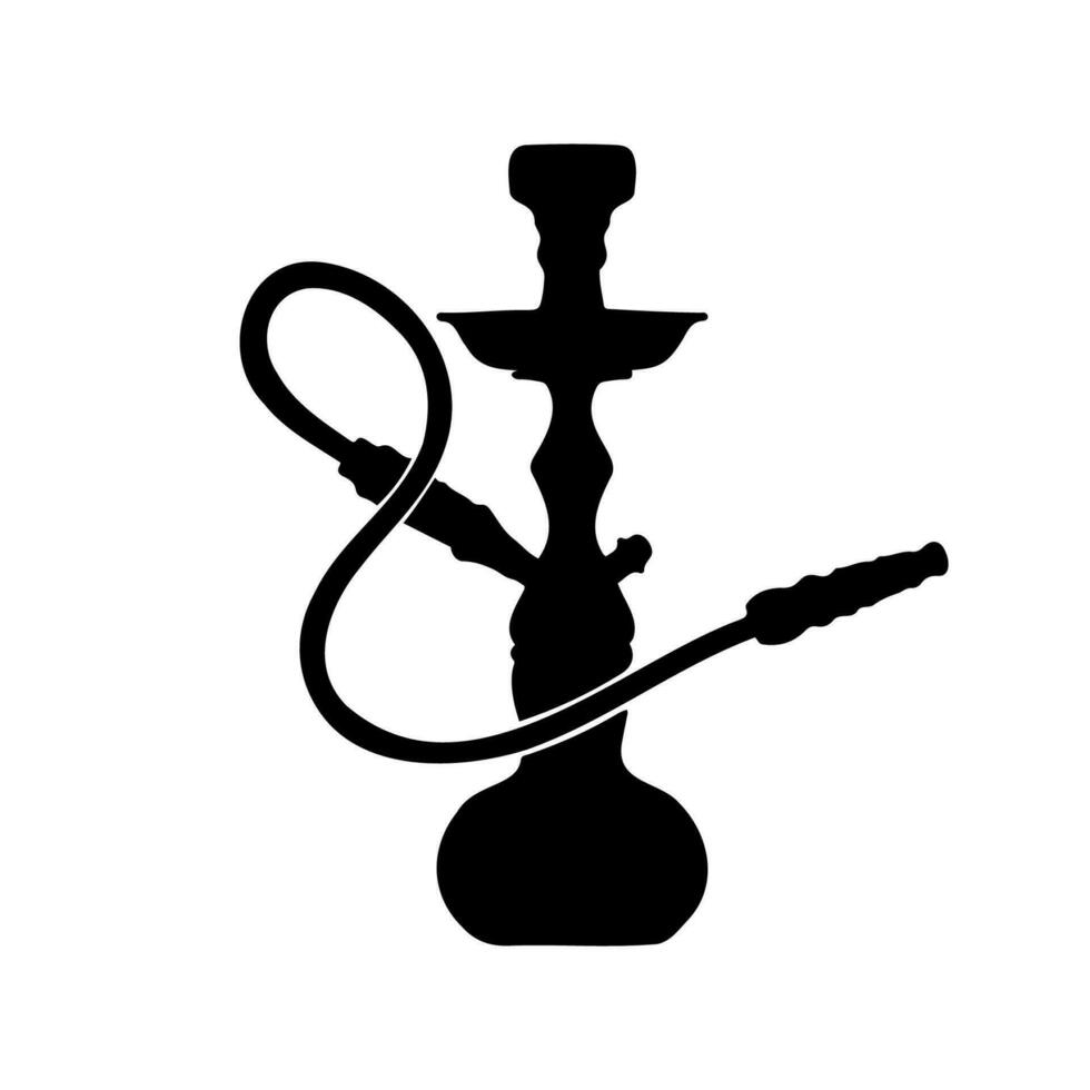 Shisha, hookah black silhouette. Vector hookah illustration isolated on white. Vector illustration