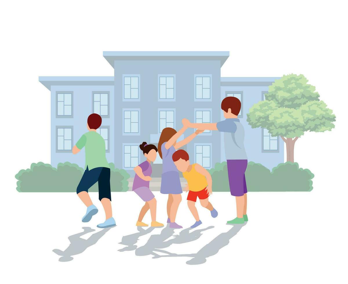 children playing in the schoolyard vector