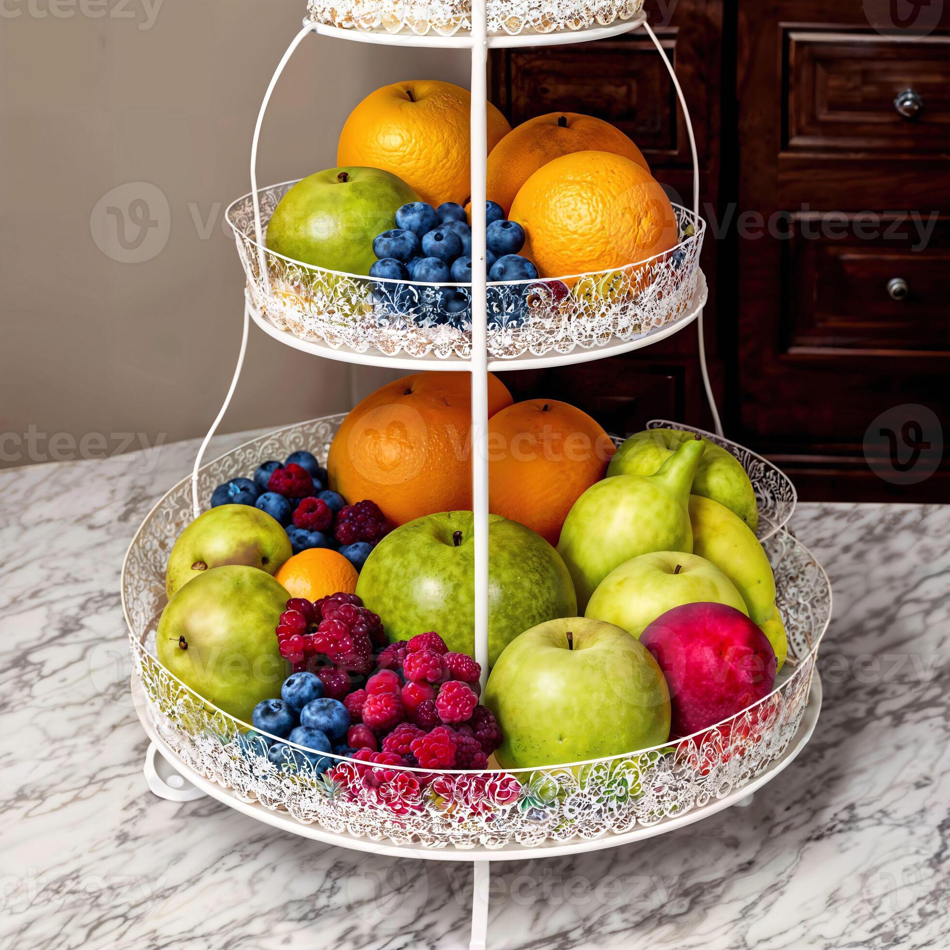 fruit tray 3tier on table at kitchen room, generative AI 26299937 Stock