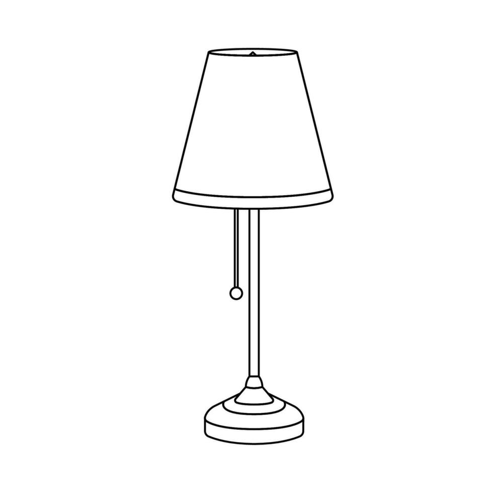 Table Lamp Outline Icon Illustration on White Background vector