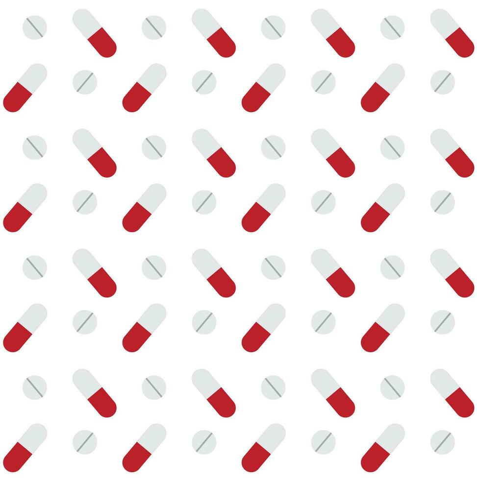 Vector seamless pattern of flat medical pills