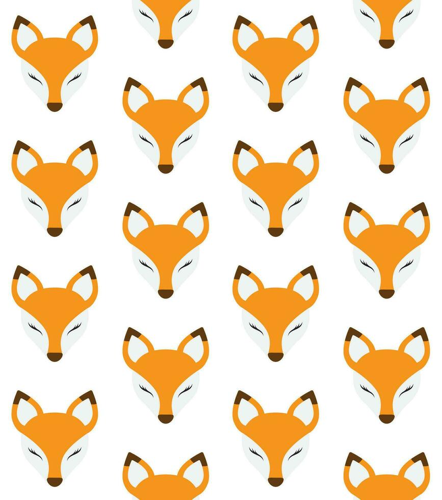 Vector seamless pattern of flat cartoon fox face