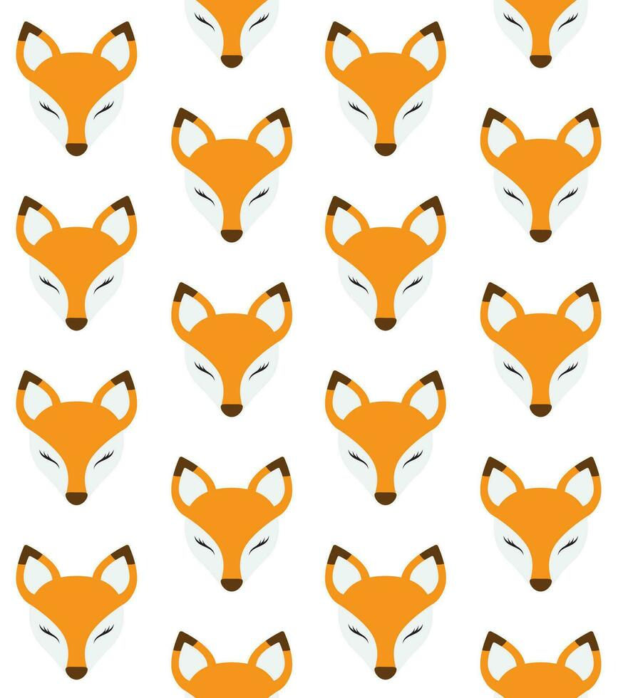 Vector seamless pattern of flat cartoon fox face