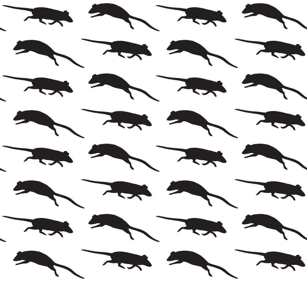 Vector seamless pattern of rats mice silhouette