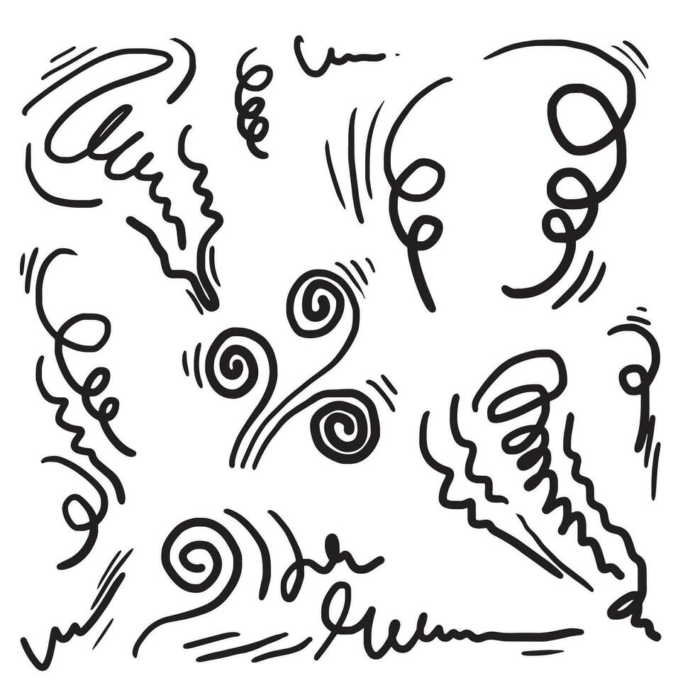 doodle wind illustration vector hand drawn style isolated on white background.