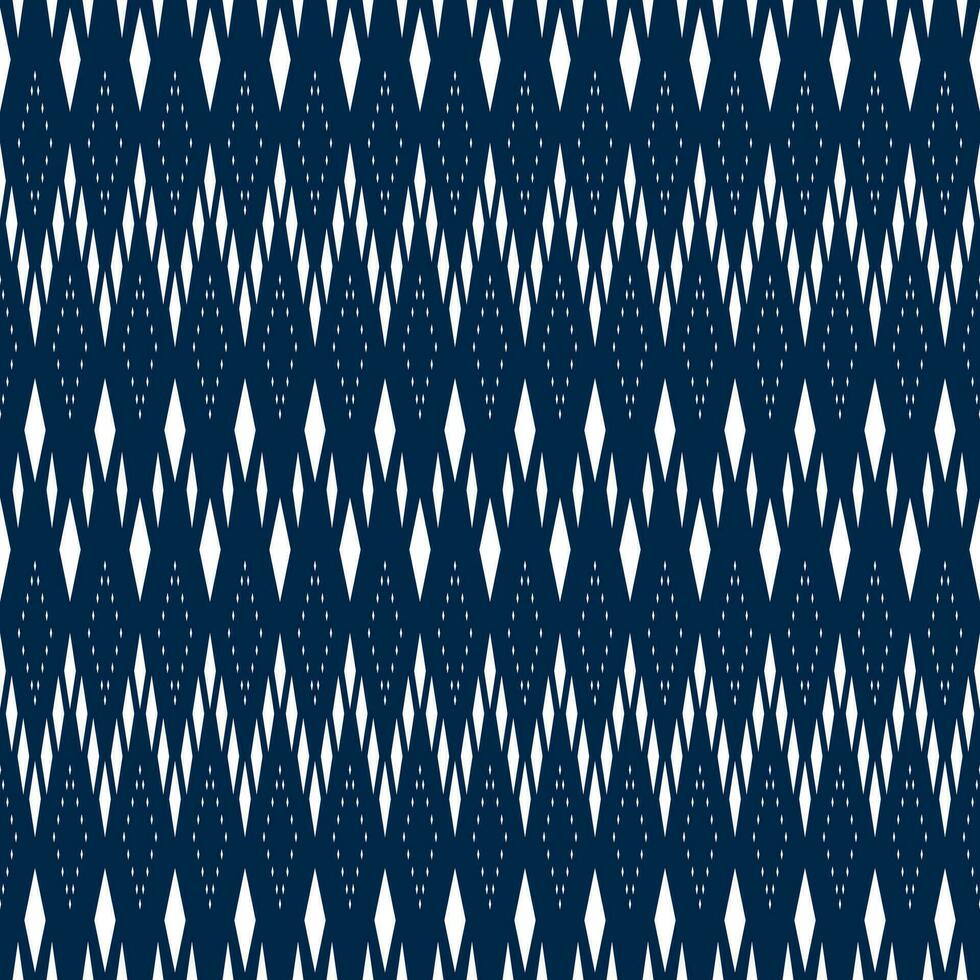 Seamless pattern with white rhombus arranged in a beautiful pattern on a blue background Used for fabric, paper or wallpaper. Vector illustration.