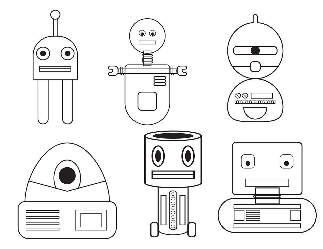 Hand drawn robot line art vector