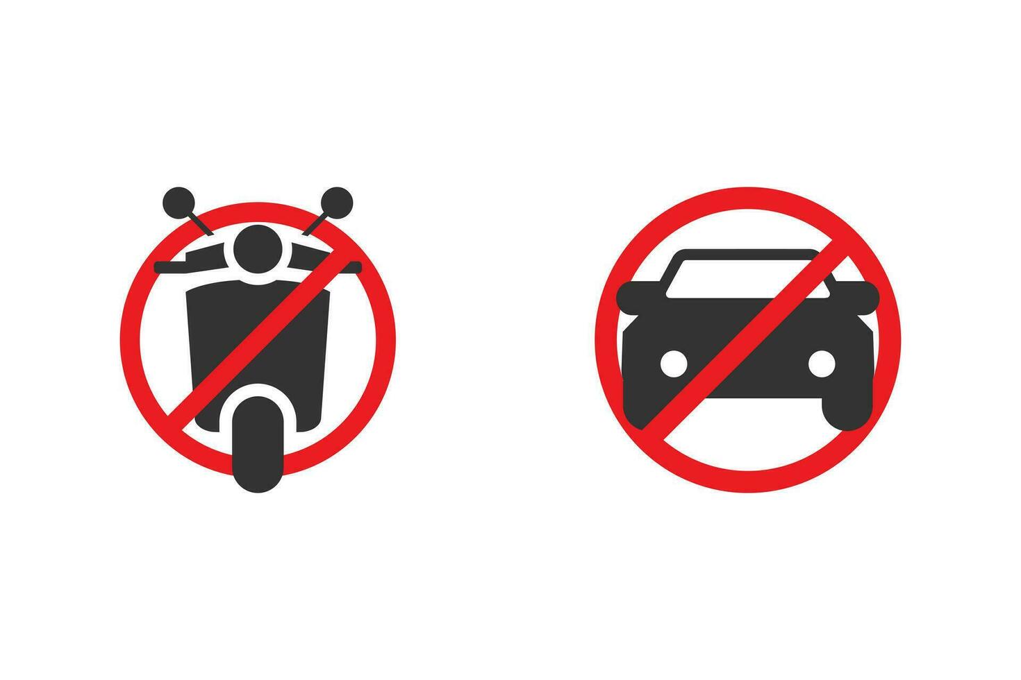 No motorcycle and vehicle icon vector