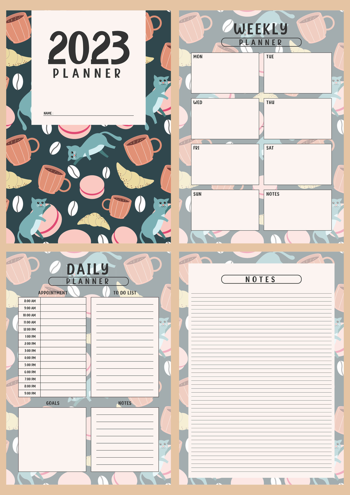 Weekly planner and to do list with cute cats Vector Image