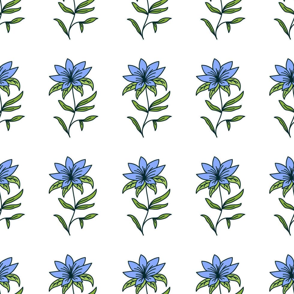 Hand drawn floral seamless pattern with beauty flowers vector design. Perfect for textile prints