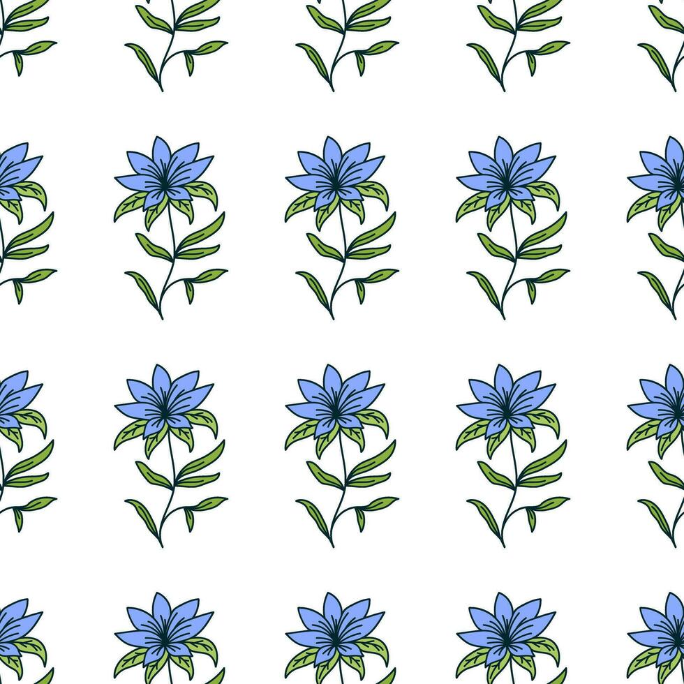 Hand drawn floral seamless pattern with beauty flowers vector design. Perfect for textile prints