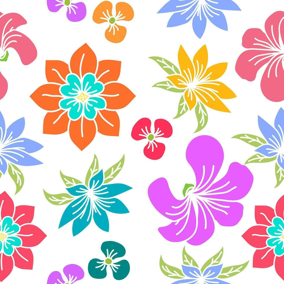 Hand drawn floral seamless pattern with beauty flowers vector design. Perfect for textile prints