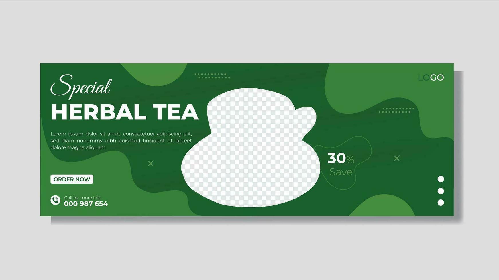 Herbal tea timeline cover design and web banner design vector template