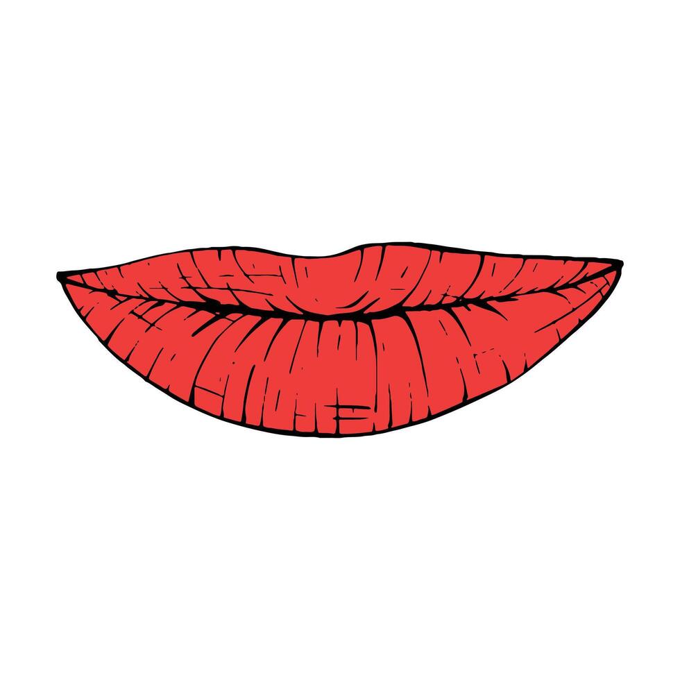 vector rojo hembra labios bosquejo