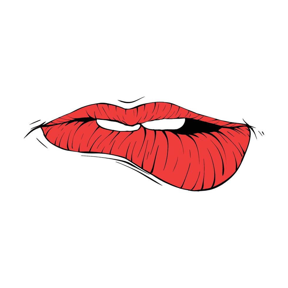 vector rojo hembra labios bosquejo