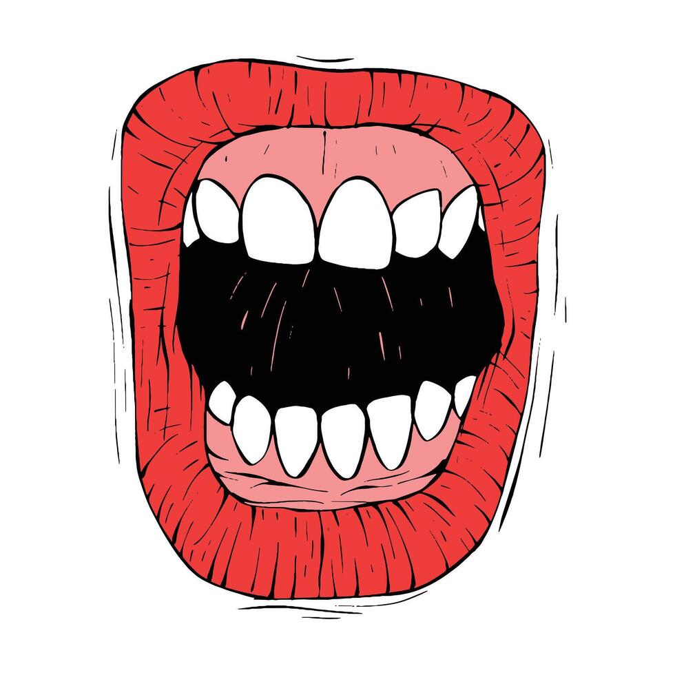 Vector red female lips sketch